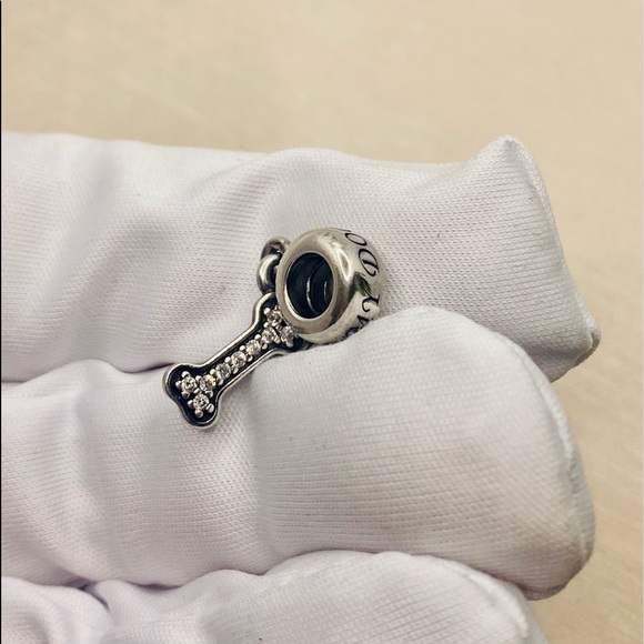 EUC Pandora 791263CZ Sterling Silver I Love My Dog Animal Dangle Charm w/ CZs - Picture 4 of 12